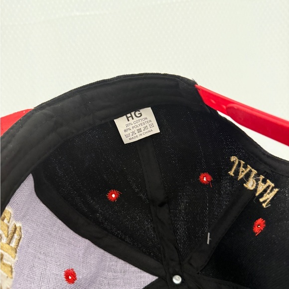 Black and Red Snapback Cap with Gold Embroidery - Picture 5 of 5